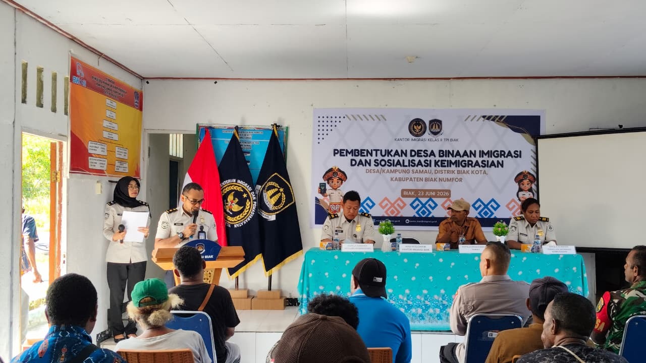 Kantor Imigrasi Biak Tingkatkan Pemahaman Keimigrasian dan Pencegahan TPPO di Kampung Samau